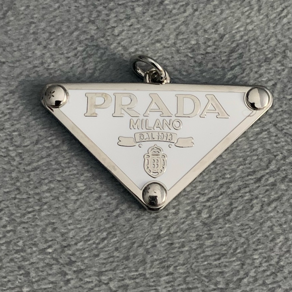 Upcycled White in Silver tone Logo Triangle Pendant
